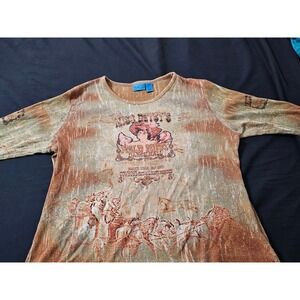 Vintage TeeCo womens shirt sz XL mid sleeve wild west graphic Miss Betsys